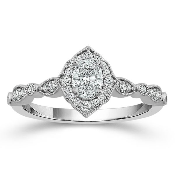 Oval Diamond Halo Engagement Ring Meigs Jewelry Tahlequah, OK