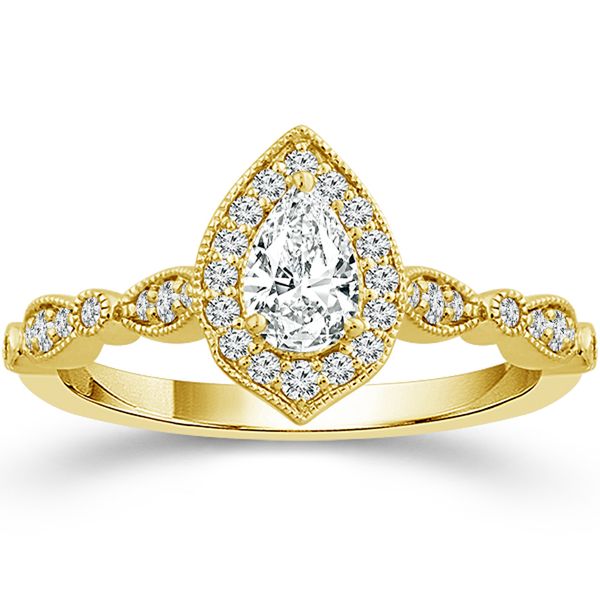 Pear Diamond Halo Engagement Ring Meigs Jewelry Tahlequah, OK