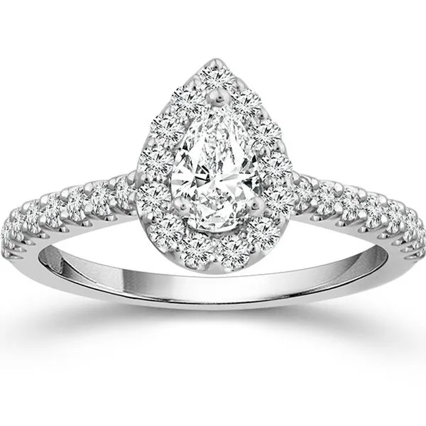 Pear Diamond Halo Engagement Ring Meigs Jewelry Tahlequah, OK