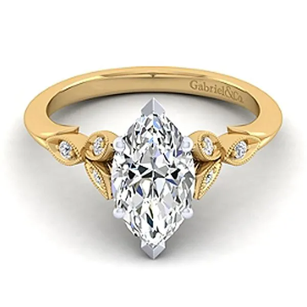 Marquise Yellow Gold Milgrain Diamond Engagement Ring Meigs Jewelry Tahlequah, OK