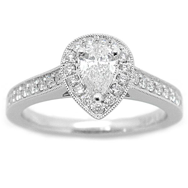 Pear Diamond Halo Engagement Ring Meigs Jewelry Tahlequah, OK
