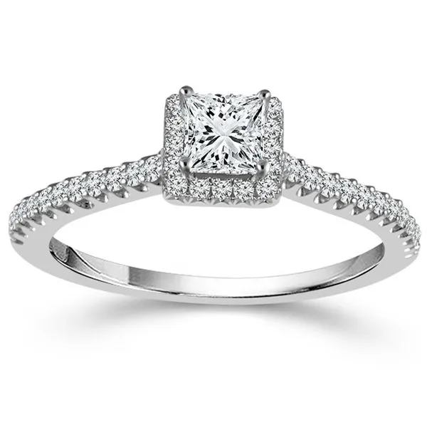 Princess Cut Diamond Halo Engagement Ring Meigs Jewelry Tahlequah, OK