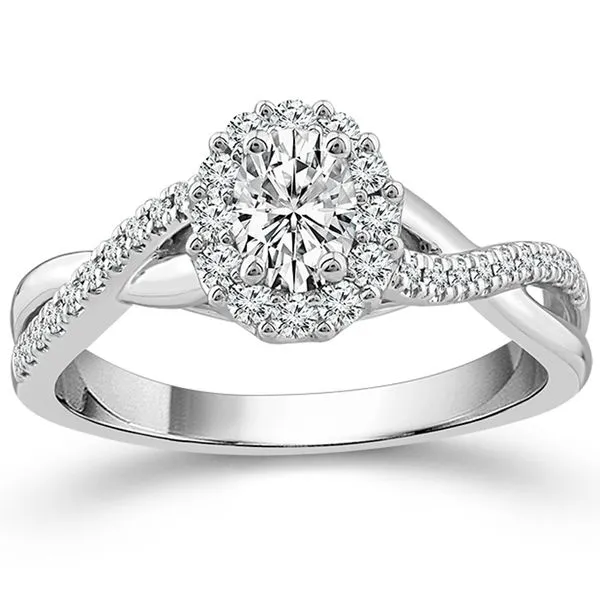 Oval Diamond Halo Engagement Ring Meigs Jewelry Tahlequah, OK