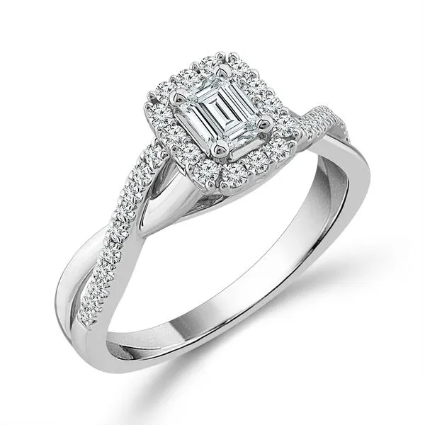 Emerald Cut Diamond Halo Engagement Ring Image 2 Meigs Jewelry Tahlequah, OK