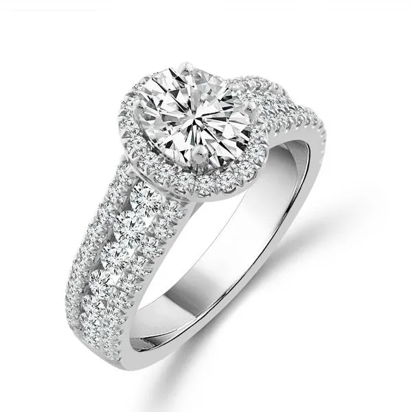 Oval Diamond Halo Engagement Ring Image 2 Meigs Jewelry Tahlequah, OK