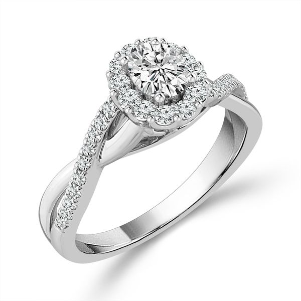 14KW .25OVAL CTR/.50CTW POL TWIST DIA ENG RING SZ7 Image 2 Meigs Jewelry Tahlequah, OK