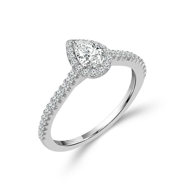 14KW .25PEAR/.50CTW HALO DIA ENG RING SZ7 Image 2 Meigs Jewelry Tahlequah, OK