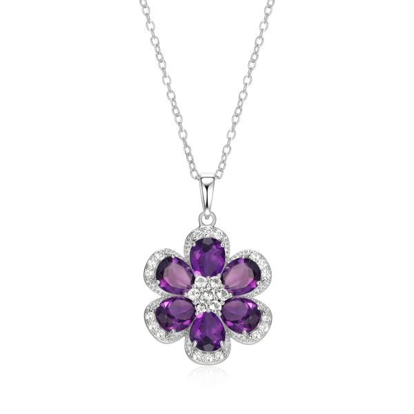 Sterling Silver Amethyst Flower Pendant Necklace Meigs Jewelry Tahlequah, OK