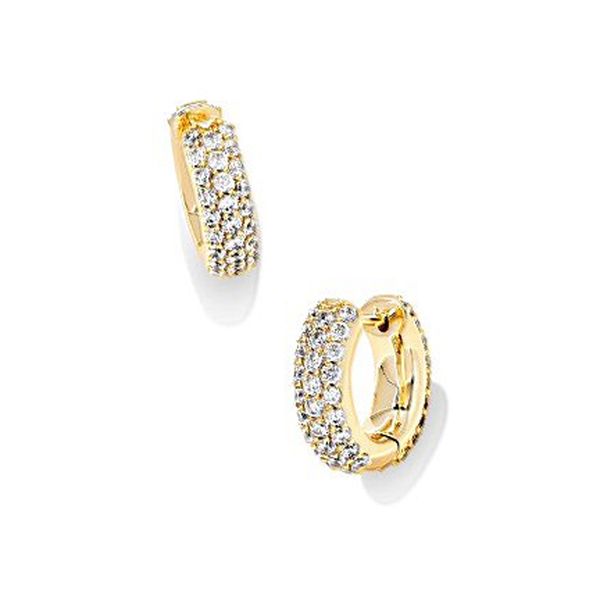 Yellow Gold-Plated Mikki Pave Crystal Huggie Earrings Meigs Jewelry Tahlequah, OK