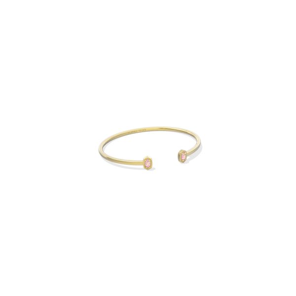 Gold Plated Sterling Silver Pink Lab Opal Mini Elton Cuff Bracelet Meigs Jewelry Tahlequah, OK