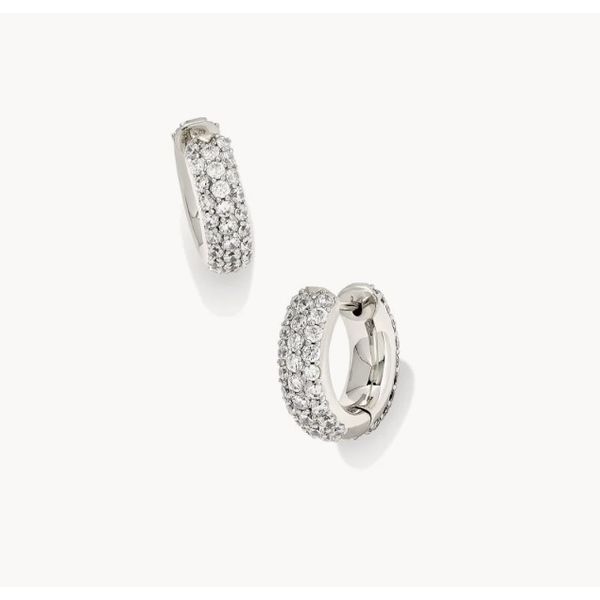 Rhodium Mikki Pave Crystal Huggie Earrings Meigs Jewelry Tahlequah, OK