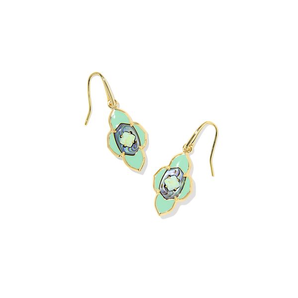 Yellow Gold Plated Abalone Abbie Medallion Drop Earrings Meigs Jewelry Tahlequah, OK
