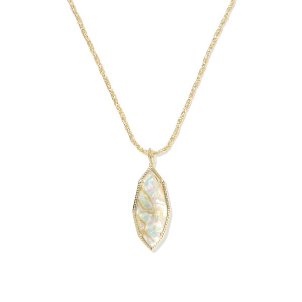 Yellow Gold Plated Abalone Ophelia Large Long Pendant Necklace Meigs Jewelry Tahlequah, OK