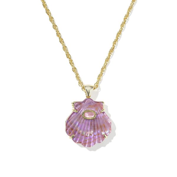 Gold Mauve Shell Pendant Necklace Meigs Jewelry Tahlequah, OK
