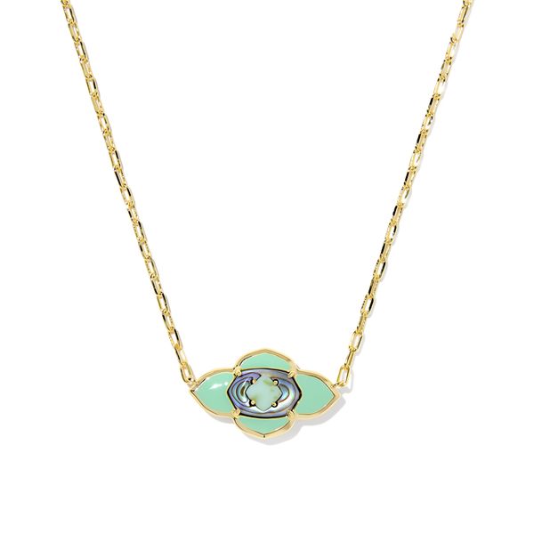 Kendra Scott Yellow Gold Plated Abalone Sea Green Mix Abbie Pendant Necklace Meigs Jewelry Tahlequah, OK
