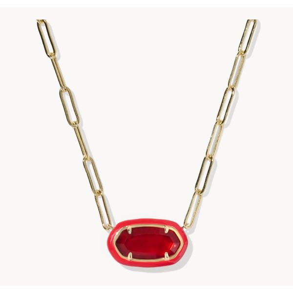 Gold-Filled Red Illusion Elisa Enamel Paperclip Necklace Meigs Jewelry Tahlequah, OK