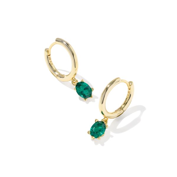Gold-Filled Teal Green Crystal Cailin Huggie Earrings Meigs Jewelry Tahlequah, OK