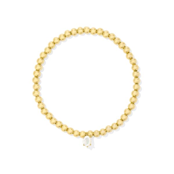 Yellow Gold Plated Ivory Mother of Pearl Cailin Stretch Bracelet Meigs Jewelry Tahlequah, OK