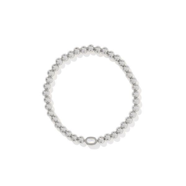 Rhodium Plated Mini Elaina Stretch Bracelet with Ivory Mother of Pearl Meigs Jewelry Tahlequah, OK