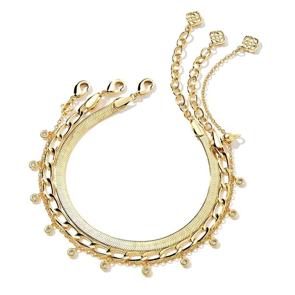 Yellow Gold Plated Kassie Set of 3 Chain Bracelet Meigs Jewelry Tahlequah, OK