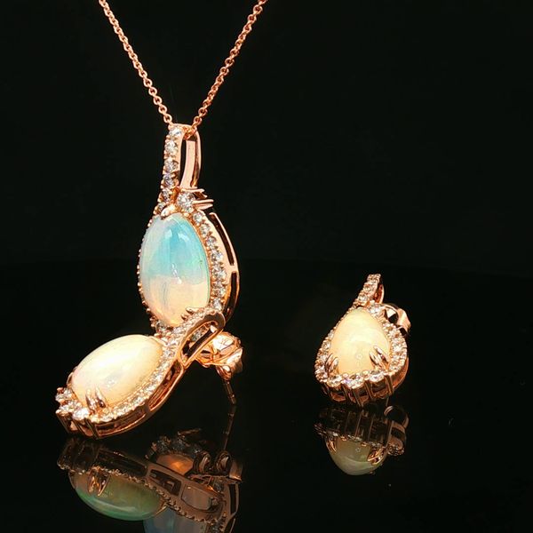 14KROSE .60DTW/2.20OPAL DIA HALO NECKLACE Image 2 Meigs Jewelry Tahlequah, OK
