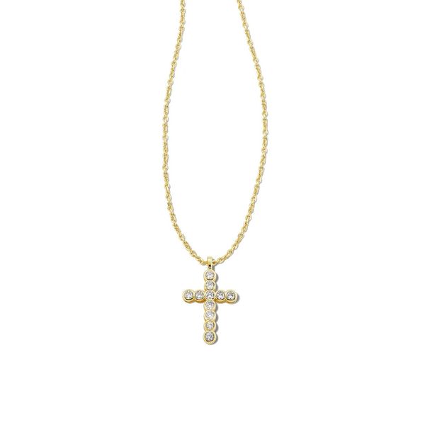 Cross Gold Pendant Necklace in White Crystal Meigs Jewelry Tahlequah, OK