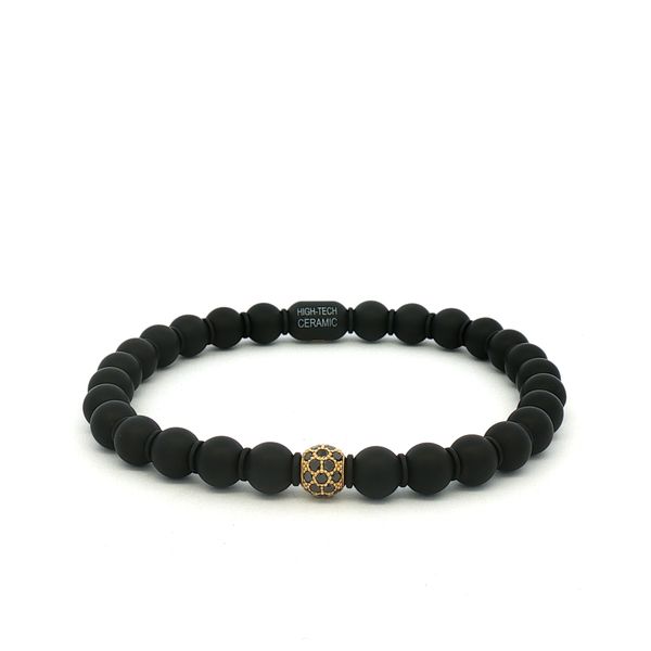 18KY .56CTW LARGE SPHERE MATTE BLACK MENS BRACELET Meigs Jewelry Tahlequah, OK
