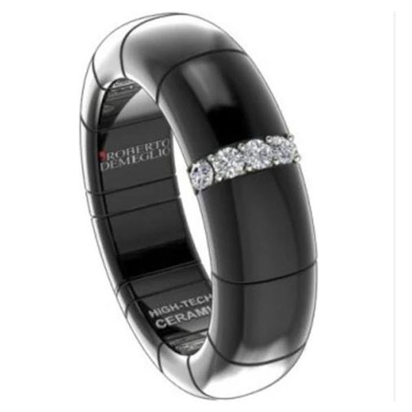 18KW .05CTW BLACK CER W/1 DIA LINE RING Meigs Jewelry Tahlequah, OK