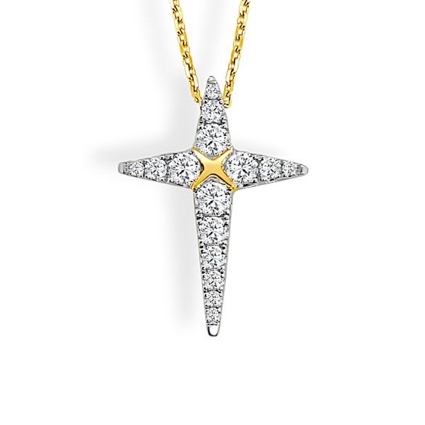14KTT .38CTW 15X19.5MM WRAP CROSS NECKLACE Meigs Jewelry Tahlequah, OK
