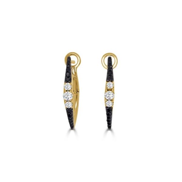 14KY .24CT DIA/.44CTW BLCK DIA MARQ HOOP EARRINGS Meigs Jewelry Tahlequah, OK