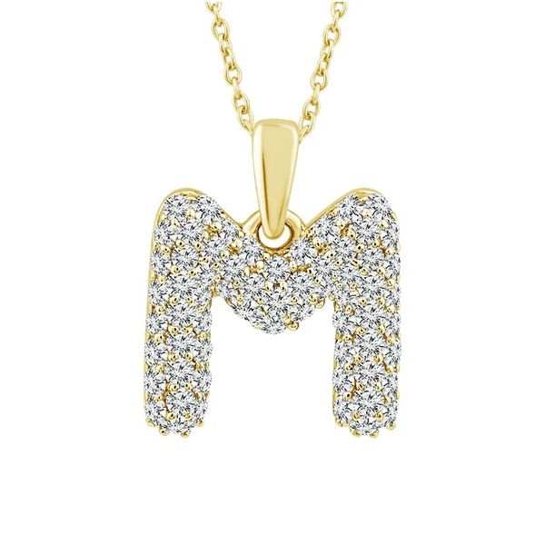 10KY .20CTW 'M' INITIAL PENDANT NECKLACE Meigs Jewelry Tahlequah, OK
