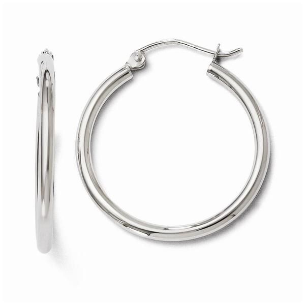 White Gold Polished Hoop Earrings Meigs Jewelry Tahlequah, OK