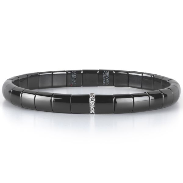 18KW .12CTW BLACK CER 1WHT DIA LINE BRACELET Meigs Jewelry Tahlequah, OK