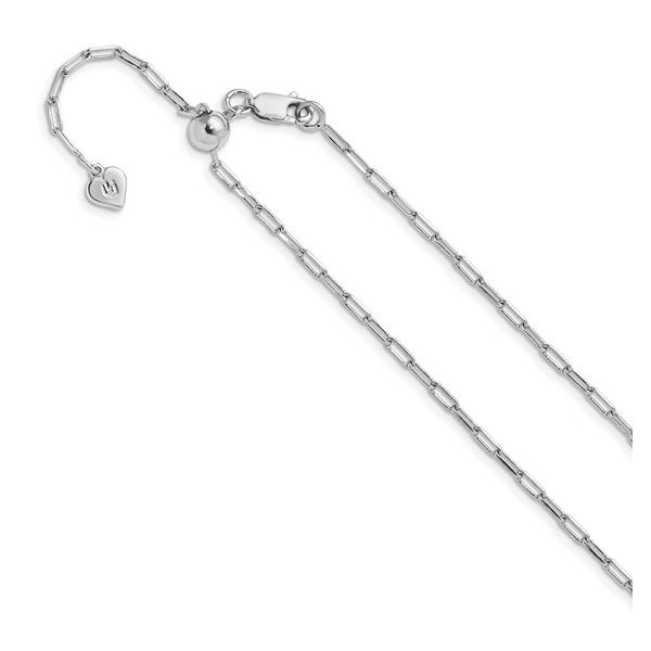 SS 22" RHOD PLTD ADJ 2MM PAPERCLIP CHAIN Meigs Jewelry Tahlequah, OK