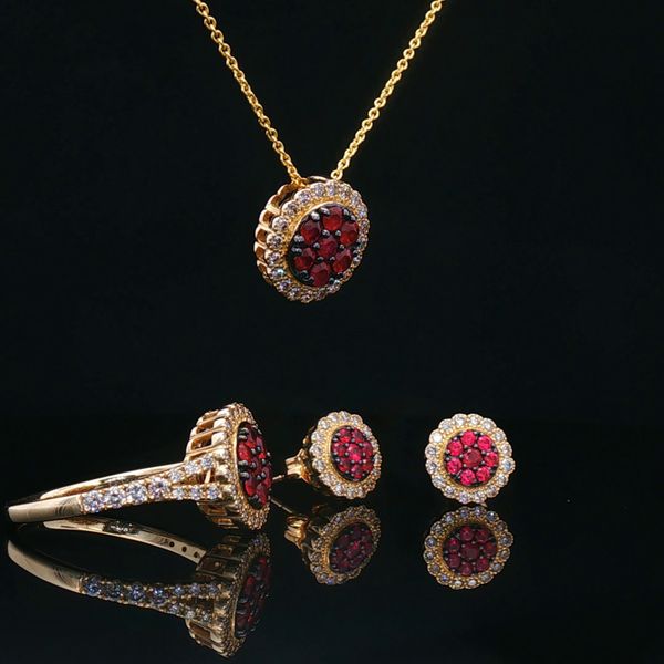 14KY .43DTW/.36RUBY RND CLUSTER HALO RING Image 3 Meigs Jewelry Tahlequah, OK