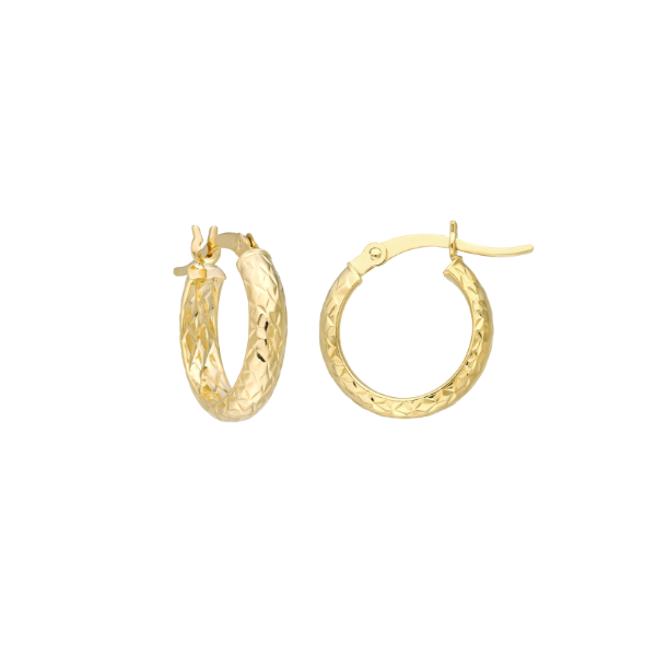 10KY 3X15MM DIAMOND CUT HOOP EARRINGS Meigs Jewelry Tahlequah, OK