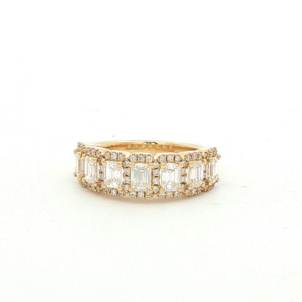 18KY 1.65CTW EMERALD CUT PAVE HALO RING SZ6.5 Image 2 Meigs Jewelry Tahlequah, OK