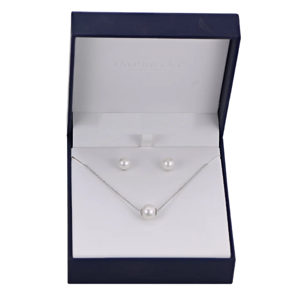 SS 7.5MM FRESHWATER CULTURED PEARL SOLITAIRE NECKLACE/STUD EARRINGS SET Meigs Jewelry Tahlequah, OK