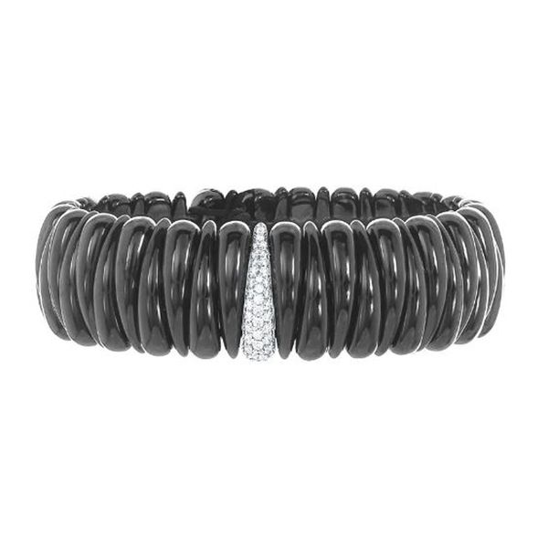 18KW .18CTW POLISHED BLACK CERAMIC CLAW STRETCH BRACELET Meigs Jewelry Tahlequah, OK