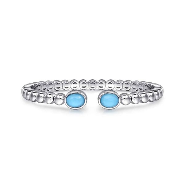 SS Rock Crysal & Turquoise Open Bangle 'Bujukan Bracelet Meigs Jewelry Tahlequah, OK