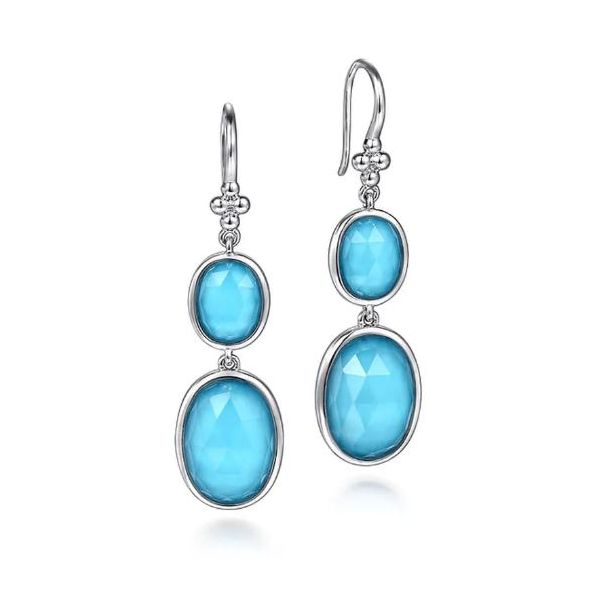 Sterling Silver 15.22ctw Rock Crystal Turquoise Drop Earrings Meigs Jewelry Tahlequah, OK