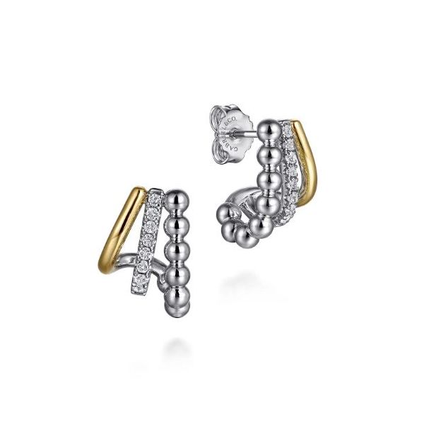 Sterling Silver & 14KY .23ctw White Sapphire Climber Earrings Meigs Jewelry Tahlequah, OK