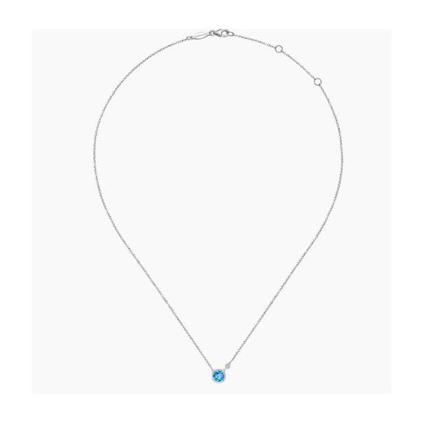 Sterling Silver Diamond and Blue Topaz Necklace Image 2 Meigs Jewelry Tahlequah, OK