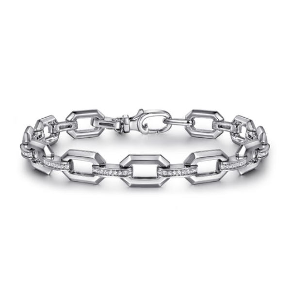 SS .55CT WHITE SAPPHIRE LINK CHAIN BRACELET Meigs Jewelry Tahlequah, OK