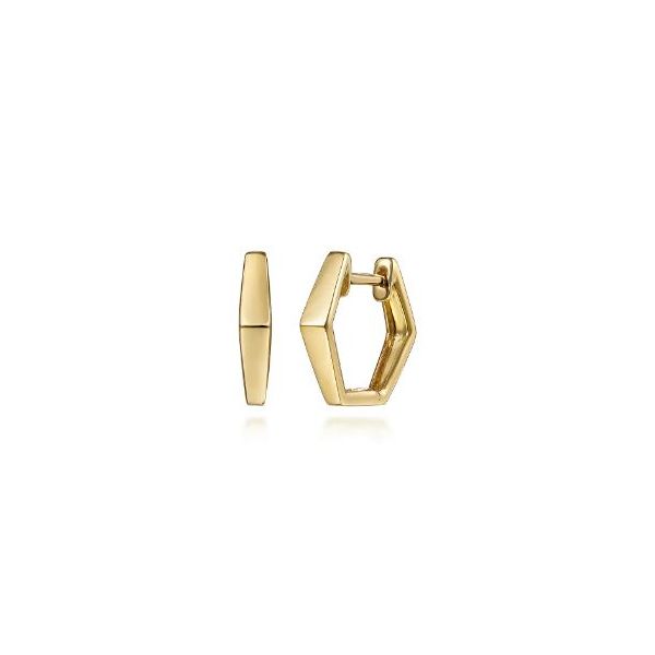14KY POL GEOM HUGGIE HOOP EARRINGS Meigs Jewelry Tahlequah, OK