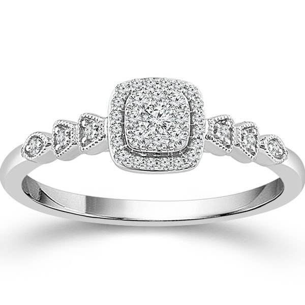 10KW .16CTW CUSHION DIA HALO PROMISE RING SZ7 Meigs Jewelry Tahlequah, OK