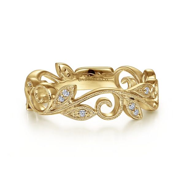 14K Yellow Gold Diamond Stackable Ring 0.09ct Meigs Jewelry Tahlequah, OK
