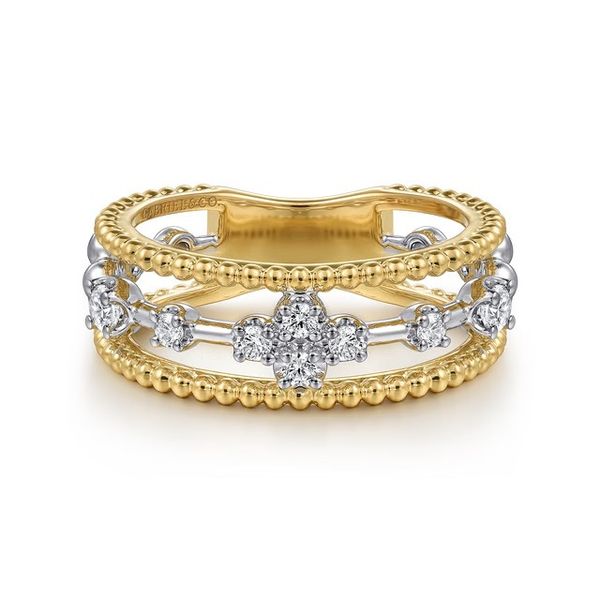 14K Two Tone Gold Diamond Easy Stackable Ring-Bujukan Meigs Jewelry Tahlequah, OK