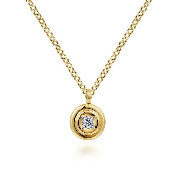14K Yellow Gold Round Diamond Pendant Necklace Meigs Jewelry Tahlequah, OK