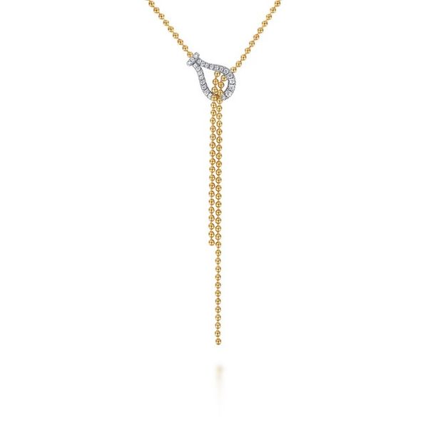 14K Two Tone Diamond Bujukan Stirrup Y Necklace Meigs Jewelry Tahlequah, OK